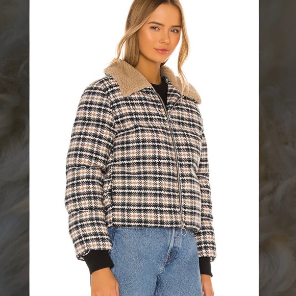 Guggenheim Puffer w Faux Fur Collar in Plaid Combo - Picture 3 of 3